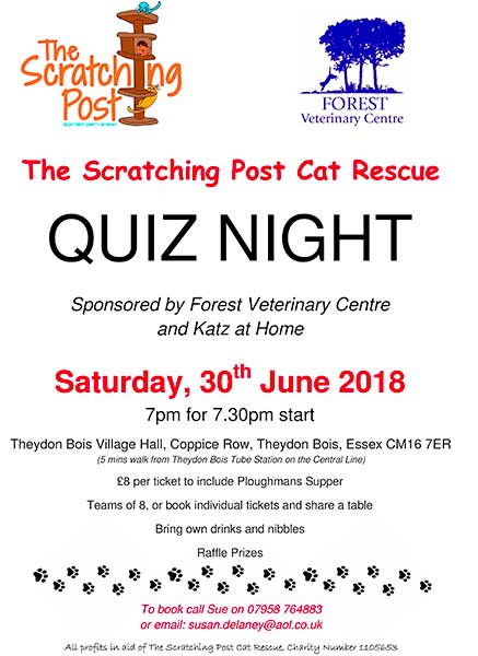 Cats Charity Quiz Night poster