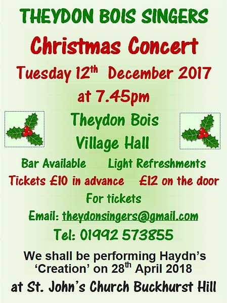 Theydon Singers Xmas Concert poster