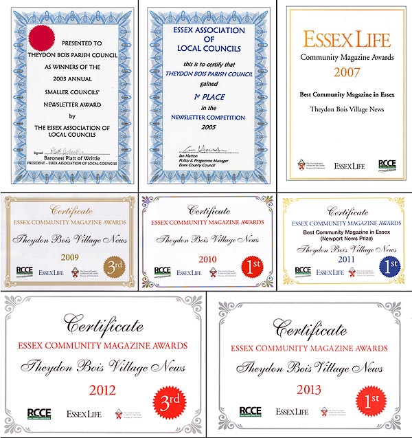 Village News Certificates 2003 - 2013