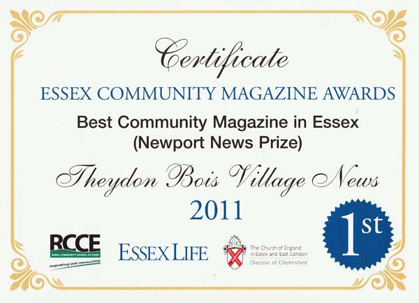 Village News Award Certificate