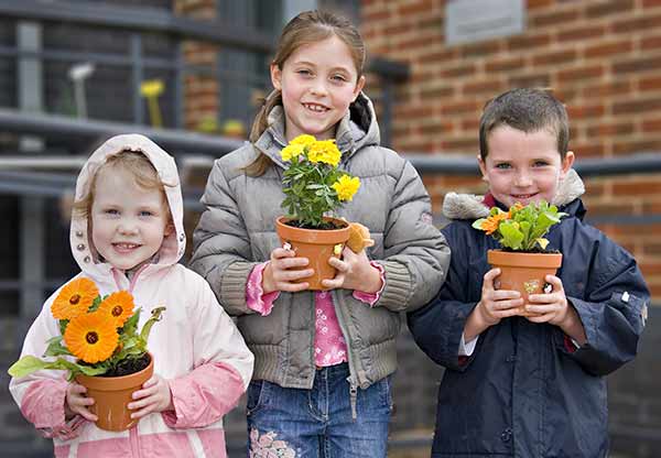 Children with flowers